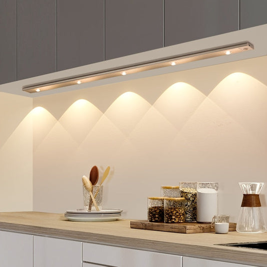 Ultradünnes LED-Bewegungssensorlicht mit stufenloser Dimmung, 3 Farbmodi, USB-Aufladung 